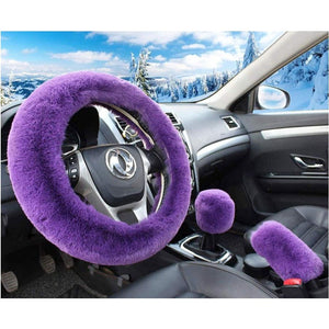 💯 5pcs Set Steering Wheel Cover Handbrake Cover & Gear Shift Cover Seat Belt Universal Fit 15"💯