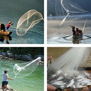 10FT Fishing Cast Net Bait Easy Throw Hand Cast Strong Nylon Trap Mesh
