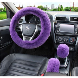 💯 5pcs Set Steering Wheel Cover Handbrake Cover & Gear Shift Cover Seat Belt Universal Fit 15"💯
