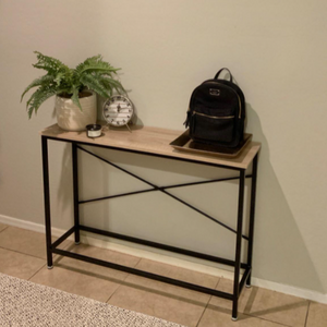 Narrow Console Tables for Entryway, Skinny Sofa Tables, Oak