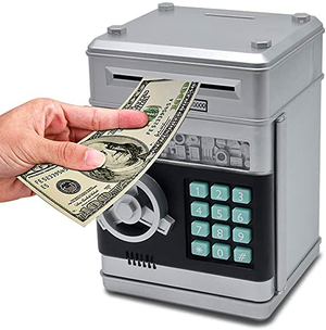 Piggy Bank, Electronic Real Cash Coin Money Bank with Safe Password Lock, Auto Scroll Pap...