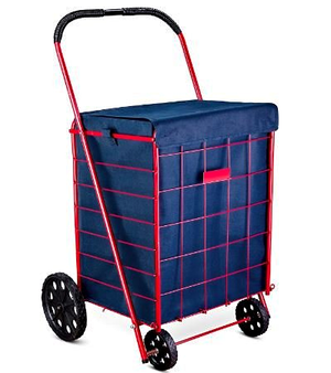 Shopping Cart Liner - Waterproof Cover and Adjustable Straps in Navy Blue - 18" X 15" X 24"
