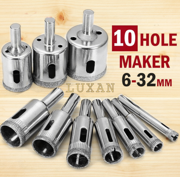 NEW 10 Pack Diamond Drill Bits for Glass Ceramic Tile Porcelain Hole Maker Saw Cutting Set