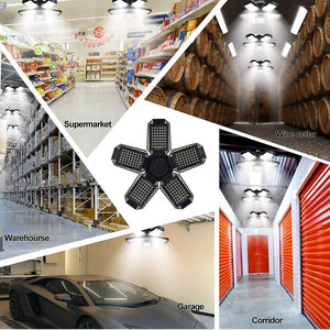 LED Garage Lights, 120W Deformable Ceiling Lights with 5 Adjustable Panels (2 PACK)