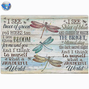 Dragonfly I See Trees of Green Red Roses Too Wall Art Metal Poster