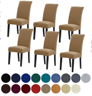 Set of 6 Stretchable Removable Washable Chair Covers for Dining Room | Tan