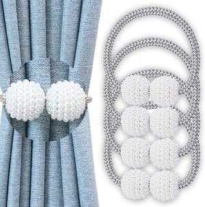 Magnetic Curtain Tiebacks 4 Pack Silver Grey