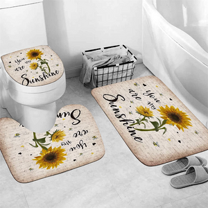Sunflower Shower Curtain Sets with Rugs Free 12 Hooks