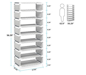 �Vertical Shoe Rack, 8 Tiers Narrow Shoe Shelf 16 Pairs Shoe Storage -NEW