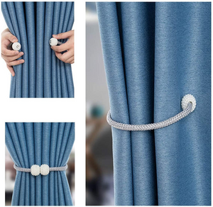 Magnetic Curtain Tiebacks 4 Pack Silver Grey