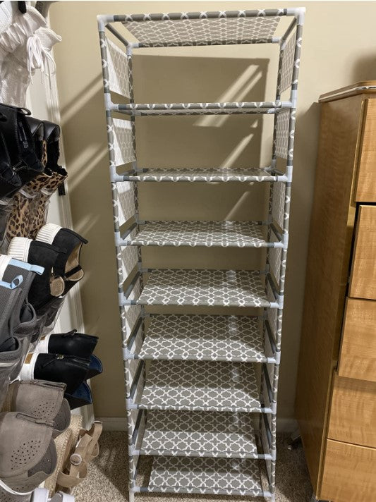 �Vertical Shoe Rack, 8 Tiers Narrow Shoe Shelf 16 Pairs Shoe Storage -NEW