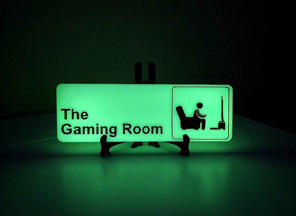 Sign- The Gaming Room, STAND INCLUDED, Gamer, Video Game, Game Room, Glow-in-the-dark