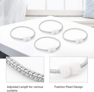 Magnetic Curtain Tiebacks 4 Pack Silver Grey
