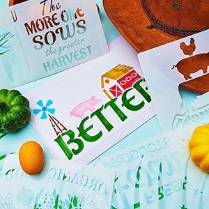 New! 20pcs Farmhouse Stencil Farm Theme Reusable Stencils Painting Wood Cow Sunflower Vintage Truck
