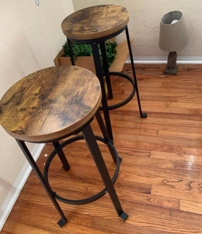 Bar Stools for Kitchen - 29" Pub Height Chairs with Metal Frame - Backless Barstools - Set of 2