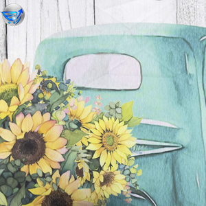 Sunflower Shower Curtain Farm Truck Country Plaid Floral Flowers