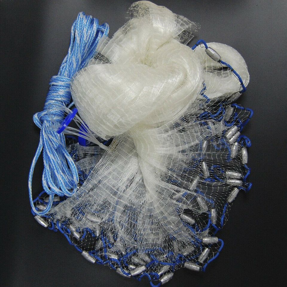 10FT Fishing Cast Net Bait Easy Throw Hand Cast Strong Nylon Trap Mesh