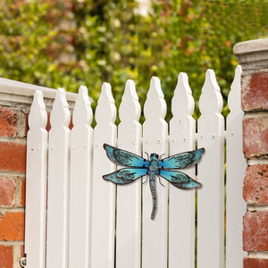 Metal Dragonfly Wall Decor Cute Glass Outdoor Art Hanging Garden