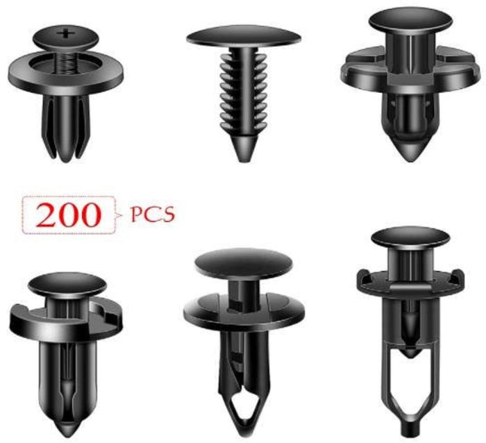 200 Pcs Push Bumper Fastener Rivet Clips, Universal Fender Plastic Retainer Clips