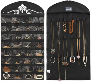 ✨NEW✨ Jewelry Hanging Non-Woven Organizer Holder 32 Pockets 18 Hook and Loops - Black