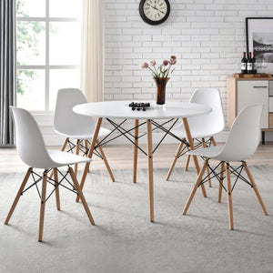 42" Deluxe Solid Wood Mid-Century Dining Table, Large Round Table With 4 Sturdy Legs, Chic