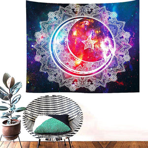Sun and Moon Tapestry Psychedelic Wall Tapestry for Bedroom Wall Hanging Room Decor(59" X 51")