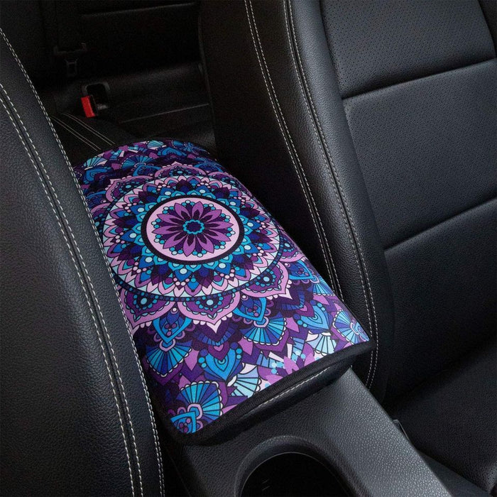 Car Center Console Armrest Cover Pad, Universal Fit Soft Stylish Pattern, Lotus