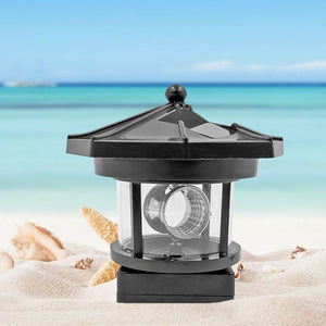 Solar Lighthouse LED Light Garden Outdoor Rotating Beam Sensor Beacon Lamp Decor