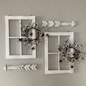 Rustic Wooden Window Frames Wall Decor 4 Pack Arrow Decor White Wood Window Pane. wreaths not included