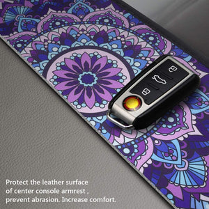 Car Center Console Armrest Cover Pad, Universal Fit Soft Stylish Pattern, Lotus