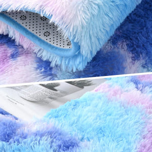 Fluffy Rainbow Area Rug for Girls Bedroom, Anti-Skid Shag Fur Colorful Rugs ⚡Fast Shipping⚡