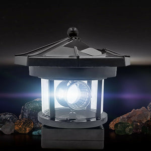 Solar Lighthouse LED Light Garden Outdoor Rotating Beam Sensor Beacon Lamp Decor