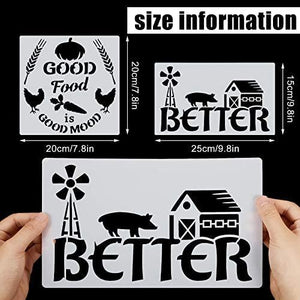 New! 20pcs Farmhouse Stencil Farm Theme Reusable Stencils Painting Wood Cow Sunflower Vintage Truck