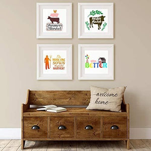 New! 20pcs Farmhouse Stencil Farm Theme Reusable Stencils Painting Wood Cow Sunflower Vintage Truck