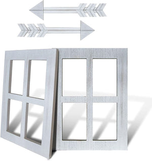 Rustic Wooden Window Frames Wall Decor 4 Pack Arrow Decor White Wood Window Pane. wreaths not included