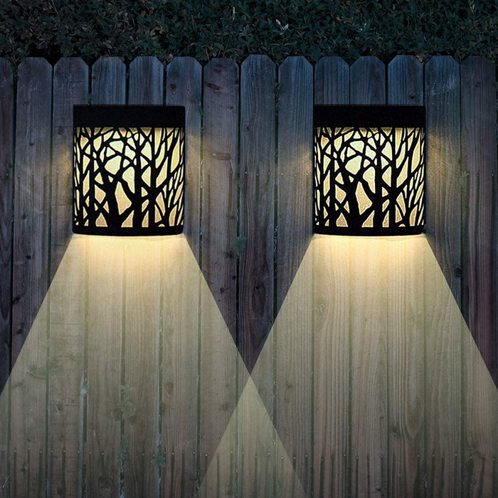 Solar Outdoor Wall Sconce Black Forest Lighting 2 Modes Set Of 2