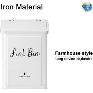 Wall Mounted Lint Box Holder Trash can with lid for Dryer, White