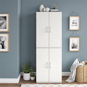 Pantry Cabinet | 4 Door Storage Pantry Cabinet Cupboard Organizer Tall Pantry Bedroom Storage