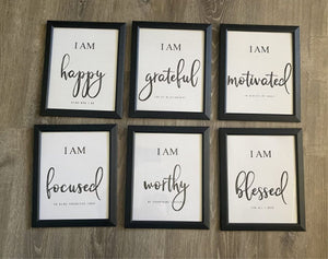 Inspirational Wall Art - Motivational Office Bedroom Decor Positive Quotes Set of 6, 8x10