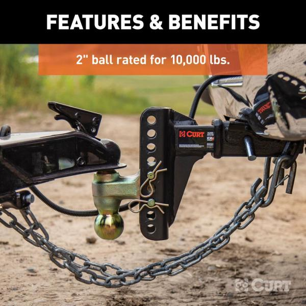 CURT Adjustable Hitch Channel Mount Dual Ball Adjustable 2 Shank 14000lbs