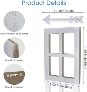 Rustic Wooden Window Frames Wall Decor 4 Pack Arrow Decor White Wood Window Pane. wreaths not included