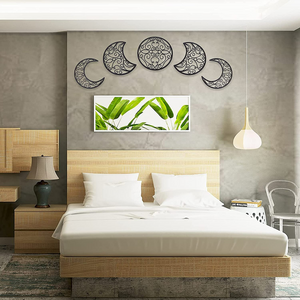5pcs of Moon Wooden Phase Spiritual 🔥 Bedroom Boho Wall Hanging Decor Above Bed Living Room Unique Aesthetic Art Decoration ✅ Black