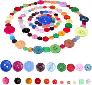 1500 pcs Round Resin Buttons Mixed Color Assorted Sizes 2 Holes and 4 Holes