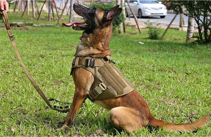 Large Brown Tactical Dog Harness with Handle No-pull Large Military Dog Vest US Working Dog