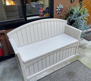 50 Gallon Patio Bench with Storage - Decorative Resin Outdoor Patio Bench for Deck, Patio, Garden