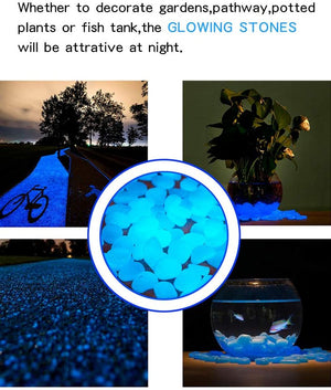 💯NEW💯【400 Pcs】 Glow in The Dark Rocks,Glowing Stones Garden Glow in The Dark Pebbles Outdoor Decoration