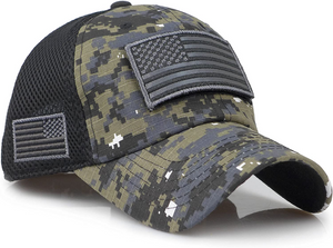 💯NEW🔥🔥 Camouflage constructed trucker usa flag patch base cap digital black