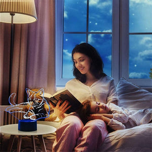 Cat 3D Illusion Table Lamp, Gawell 16 Colors Changing Touch with Remote Control