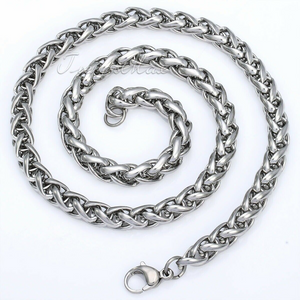 8mm Mens Braided Wheat Franco Necklace Stainless Steel Chain 22inch Heavy