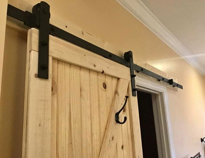 6.6 ft Sliding Track Barn Door Hanging Hardware Kit for Single Door Powder Coated Iron NEW